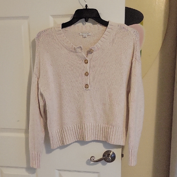 American Eagle Outfitters Sweaters - American Eagle SzSm Crop Women's Pink tones Sweater with 1/4 Button up